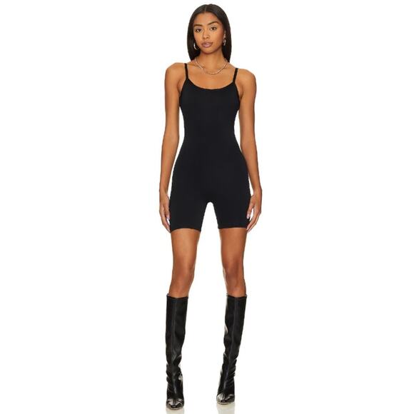 Revolve Good American Scuba Strappy Biker Catsuit Jersey Scoop Neck Black Sz XL - Picture 1 of 14